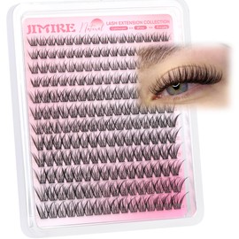 JIMIRE Natural Lash Clusters Wispy Eyelash Clusters C-Curly Cluster Eyelash Extensions 8-16MM Pestañas Postizas Naturales Lash Extensions Easy to Apply DIY at Home by Self