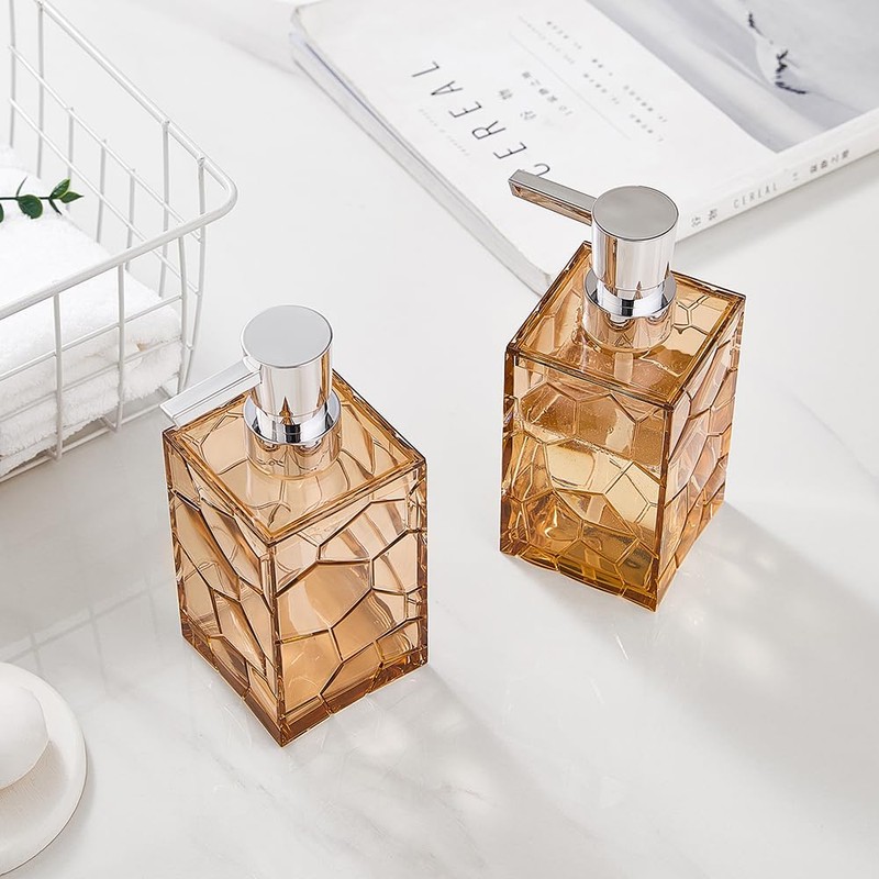 2 Pack Clear Brown Rust Proof Soap Dispenser, Acrylic Plastic