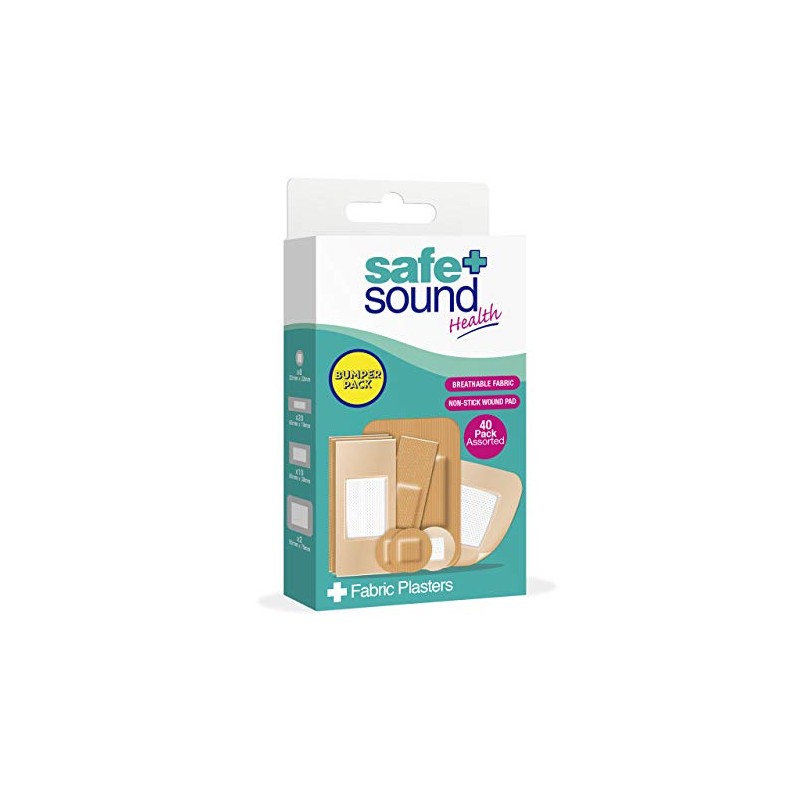 Safe and Sound Assorted Plasters, Breathable, Non-Stick Wound Pad. 40