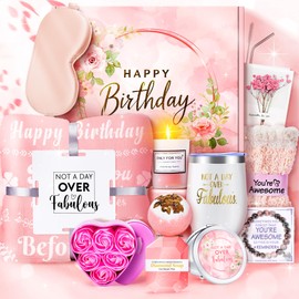 Fortuning's JDS 15PCS Birthday Gifts for Women-Pink Self Care Package Get Well Soon Gifts, Relaxing Spa Gift Female Friendship Thinking of You Care Package for Mom Her Wife Girlfriend Friend Sister