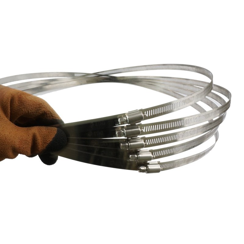 5 Pcs 15.7inch/400mm(Hoop diameter Max) Stainless Hoop Steel Hose Clips