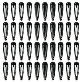 40pcs Snap Hair Clips, 2'' Hair Clip, Non-slip Black Hairpin Accessories for Women Girls, Metal Barrettes for Styling, Black