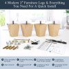 Airy Abode Square Furniture Legs, Set of 4, 3 4