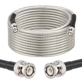 MOOKEERF BNC Cable -RG58 25FT BNC Coaxial Cable 50 ohm Male to Male Coax Cable Low Loss for Antennas, RF Radios, Modems, Oscilloscopes, Spectrum, etc (Transparent)