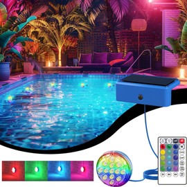 EUBEISAQI Solar Pool Lights, Underwater Inground Pool Lights with Remote, Waterproof Color Changing Lighting Decorations for Outdoor Garden Patio Backyard Hot Tub
