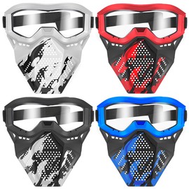 POKONBOY 4 Pack Tactical Mask for Kids, Safety Goggles Compatible with Nerf Rival, Apollo, Zeus, Khaos, Atlas, & Artemis Blasters Age 8+ Years Old