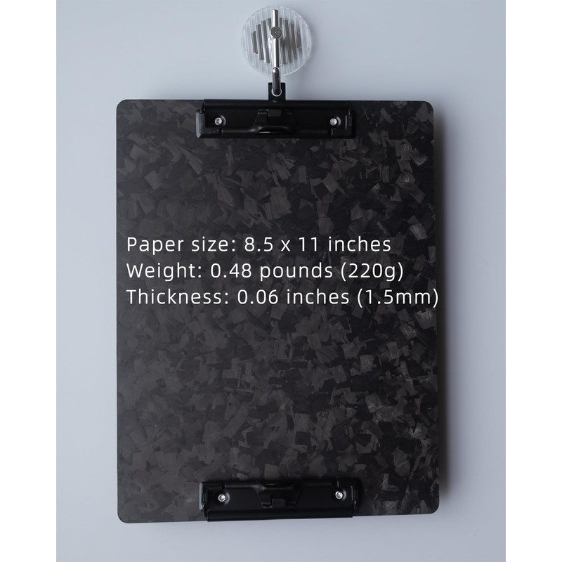 Carbon Fiber 2-Clip Clipboard with Pen Holder,Black Vertical or Landscape