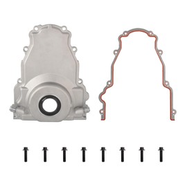 WULAZMU Aluminum LS Front Timing Cover with w/Crank Gasket and Bolts Set Compatible with Gen 3 Turbo Oil Drain Return, Gen III GM LS Series -10AN 551589