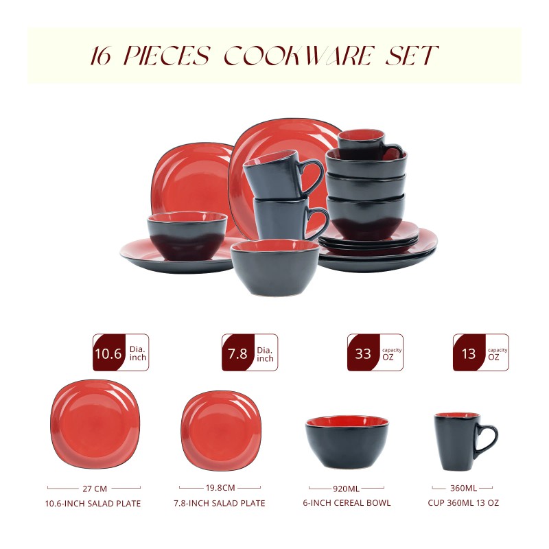 Semtember Promotion Royal Red and Black Tow Tone Color Glaze