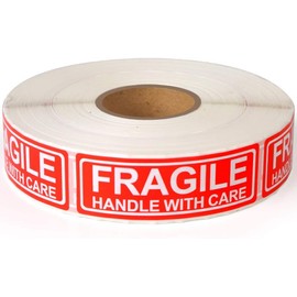 FoxYaye 50 Fragile Handle with Care 1x3 Stickers Packaging Box Safety Mailing Labels, Small Business Supplies