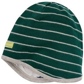 loud + proud Unisex Children's Reversible Hat Striped GOTS Certified Beanie Hat, Dark Green