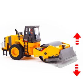Gemini&Genius Road Roller Construction Vehicle Toy for Kids 1/35 Scale Die-cast Grader Truck Engineering Road Planer Vehicle Models Toys for Kids Play and Display