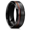 King Will Mens Wedding Band 8mm Tungsten Rings for Men Sapele Wood Inlay Size 7-14 for Daily Wear丨Nature Collection 9.5