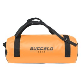 Buffalo Gear 50L Waterproof Dry Bag with Airtight Zipper Backpack Duffel Bag for Travel, Motorcycling, Cycling, Hiking, Camping (Orange)