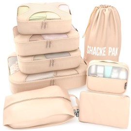 Shacke 8 Set Packing Cubes for Travel Lightweight Luggage Organizer (Cream)