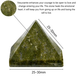 Vesuvianite Pyramid Crystal Healing Stones - 1" Great Pyramid Figurine of Natural Stone Pyramid for Meditation, Reiki, Chakra Balancing and Crystal Pyramids Grid