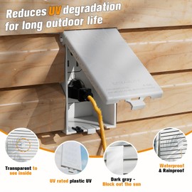 Recessed Outlet Box, DBVS1W-1 Low Profile Electrical Outlet Box, Wall Plate Kit for New Vinyl Siding, Enclosed Weatherproof Outlet Box with Duplex & Decorator Style Covers,1-Gang, Vertical, White