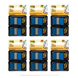 Post-it Flags, 1 Inch, Blue, Two Dispensers per Pack, 6 Pack (680-BE2)