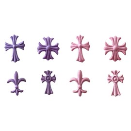 Vitalux Nail Parts, Crosses, Black, White, Set of 80, 3D Metal Parts, Punk, Vintage, Nail Decor, Gel Nails, DIY Crafts, Accessories, Lightweight, Stylish, 4 Designs, 2 Colors (Pink+Purple)
