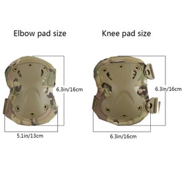 Aoutacc Tactical Combat Knee and Elbow Protection Set for Outdoor CS Paintball Game Cycling Safety Skateboard Equipment Ice Skates Knee Protection Pads (CP)