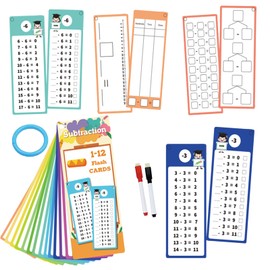 Flash Cards Multiplication - Multiplication Table Cards - 2 Dry Erase Pens, Interactive Learning Game, Double-Sided for Children