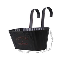Gatuida Hanging Flower Bucket Vintage Black Oval Iron Planter for Indoor Outdoor Use for Succulents Ferns Chic Decoration for Deck Patio Balcony Home