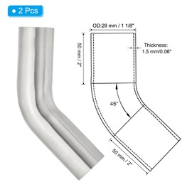 PATIKIL 45 Degree Elbow 1 1/8 Inch OD Plumbing Exhaust Pipe Elbow Intercooler Pipe Mandrel Elbow Connector Pipe for Brewery Equipment HVAC Stair Railing Pack of 2