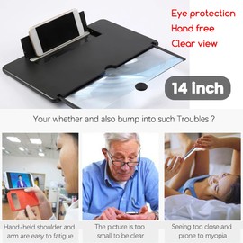 Deer Lady 14 Inch Mobile Phone Screen Magnifier 3D Foldable Phone Magnifying Screen for Cell Phone Compatible with All Smartphones for Families Mom Dad