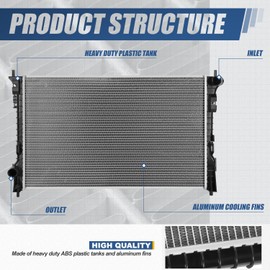 Auto Dynasty Radiator Compatible with 2010-2019 Ford Police Sedan Taurus Lincoln MKS 2.0L 3.5L Turbo, Non EOC DPI 13307 1-Row Aluminum Cooling Radiator, 1-1/2'' Inlet Outlet
