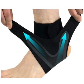 1 Pair Ankle Support Straps Adjustable Foot Sprain Prevention Sports Fitness Foot Protector M Black