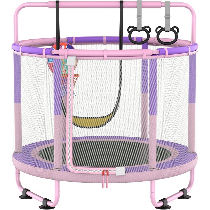 LANGXUN 60" Trampoline for Kids, 5ft Toddler Mini 6-in-1 Trampoline