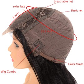 Arenshxc Perruque Bresilienne 4x4 Lace Closure Perruque Yaki Straight Cheveux Humains Perruque Free Part 130 Density With Baby Cheveux Glueless Brazilian Kinky Straight Cheveux Perruques 28 Pouce