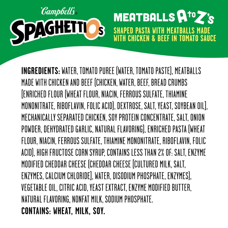 SpaghettiOs A to Z's Canned Pasta with Meatballs, 15.6 oz