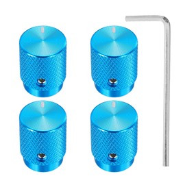 sourcing map 4 Pcs Aluminium Potentiometer Knobs, 1/4"(6mm) IDx1/2"(12.5mm) ODx5/8"(16mm) Height Universal Volume Tone Control Knobs for Guitar, Bass, Oval Indicator, Blue