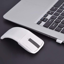 ASHATA Ultra Slim Foldable 2.4Ghz Touch Mouse, Lightweight Foldable Touch Arc Mouse with USB Receiver for PC Laptop Desktop (White)