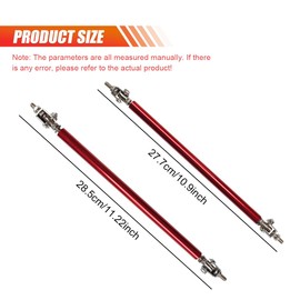 2PCS 8"-11" Adjustable Splitter Strut Rods, Car Front Bumper Lip Support Bars, Universal Bumper Splitter Diffuser Strut Tie Support Rods Compatible with Most Vehicles (Red)
