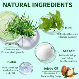 Criszenv Scalp Scrub,Scalp Exfoliator with Rosemary & Mint,Hair Treatment for Itchy Scalp, Dandruff & Buildup Removal, Clarifying Scrub Shampoo with Scalp Massager for Detox & Nourishment/8.8oz