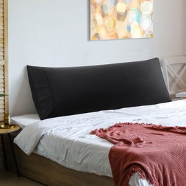 PiccoCasa Body Pillow Cover Super Soft Cotton Bolster Pillow Case for Full Body Pillow, 1PC Body Pillow Case with Envelope Closure for Adults Black 50x140cm (4.6ft.)