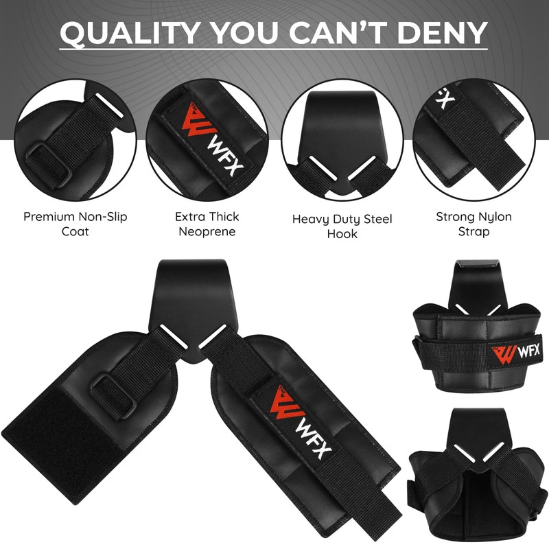 WFX Weight Lifting Reverse Hook Strap Lifting Straps Pair with