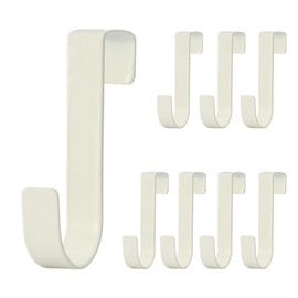SGERUFZ Set of 8 Door Hooks for Hanging, Stainless Steel Coat Hooks, Coat Hooks, Clothes Hooks for the Outside of the Door, Space-Saving, Door Coat Rack for Hanging (White)