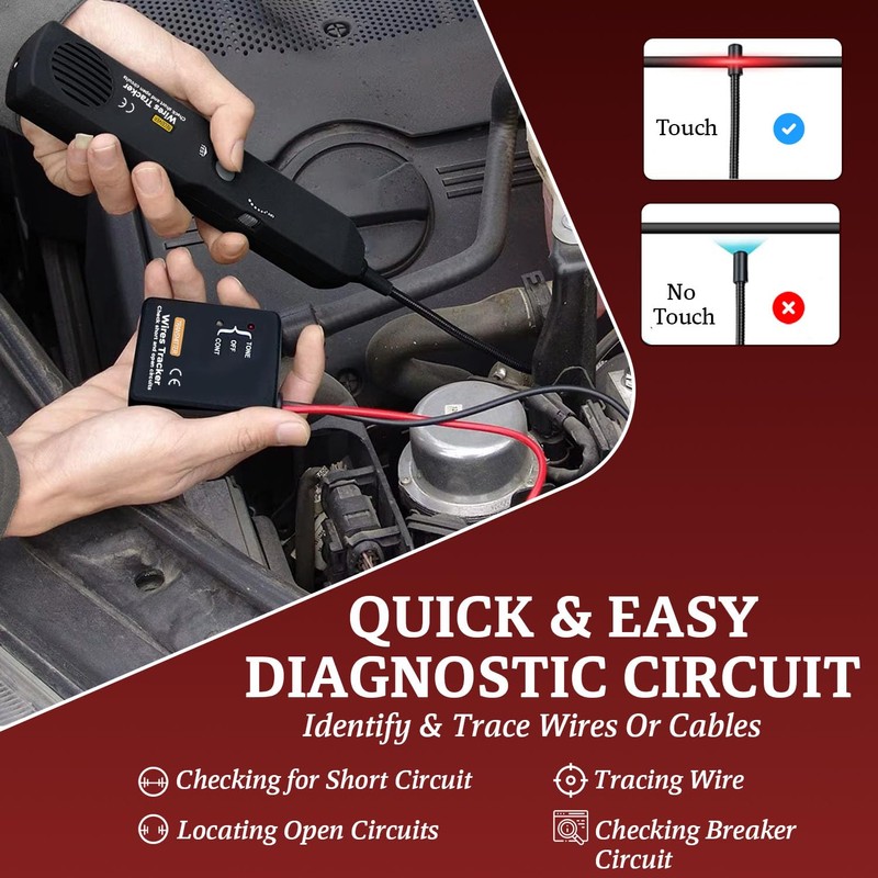Automotive Circuit Tracer & Wire Tracker 6-42V DC Wire Short