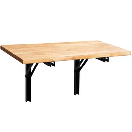 Wallmaster Wall Mounted Folding Workbench Heavy Duty Fold Down Table Utility Bench Solutions Laundry Shelf Wall Desk with Metal Shelf Bracket (47.24 x 19.68 x 24 Inch)