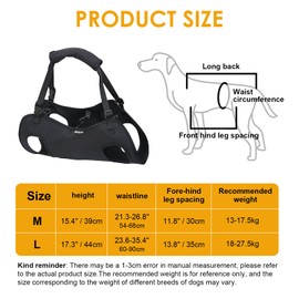 Dog Lifting Harness, Pet Support Dog Lift Support for Dogs, Rehabilitation Harness, Mobility Sling for Old, Joint Injuries, Arthritis, Loss of Stability Dogs, Black (M)