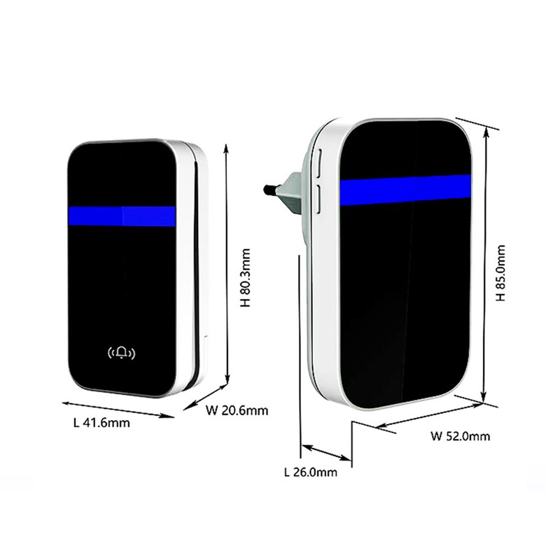 Wireless Doorbell Self-Powered Doorbell Button Kit 4-Speed Adjustable Volume with