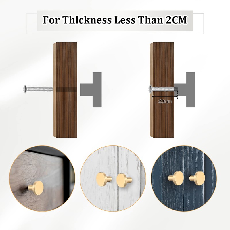 ZOCONE 12PCS Gold Drawer Knobs, 29mm Round Cabinet Knobs with