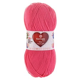 Kartopu Baby Love and Care Knitting Yarn 100 g Antibacterial Baby Wool Crochet Yarn Choice of Colours Colour: K244 Intense Pink