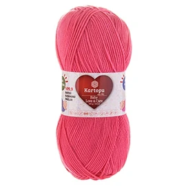 Kartopu Baby Love and Care Knitting Yarn 100 g Antibacterial Baby Wool Crochet Yarn Choice of Colours Colour: K244 Intense Pink