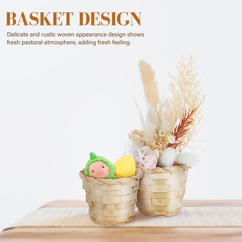 Ciieeo 4Pcs Small Woven Baskets Portable Storage Baskets for Desktop