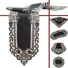 Quinnyshop Grey Tablecloth Linen Look Flowers Embroidery Approx. 85 x 85 cm Square