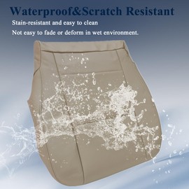 NLQR Front Driver and Passenger Side Bottom Replacement Seat Covers Microfiber Leather Tan Compatible with Toyota Sequoia Tundra 2000 2001 2002 2003 2004 2005 2006